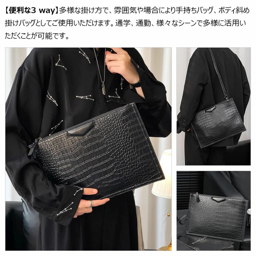 【色: ブラック】[Ｗｈａｔｎａ] 革 セカンド バッグ メンズ 3way クラ メンズのバッグ(その他)の商品写真