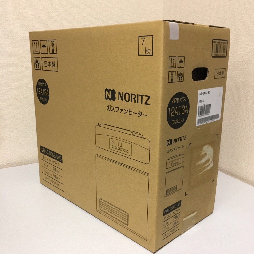 NORITZ(ノーリツ)のノーリツ　ガスファンヒーター　GFH-2406S-W5 都市ガス7〜9畳　未使用 スマホ/家電/カメラの冷暖房/空調(ファンヒーター)の商品写真