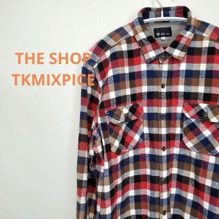 ザショップティーケー(THE SHOP TK)のザショップティーケー長袖チェック柄コットンシャツ赤色紺色(シャツ)