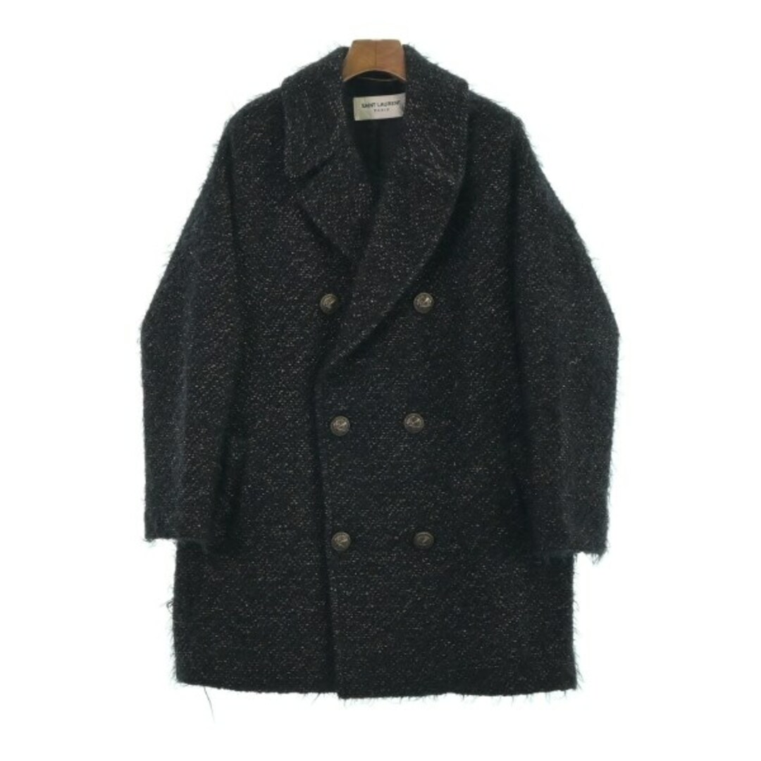 SAINT LAURENT PARIS ピーコート 38(S位) 黒xゴールド 【古着】【中古】 レディースのジャケット/アウター(ピーコート)の商品写真