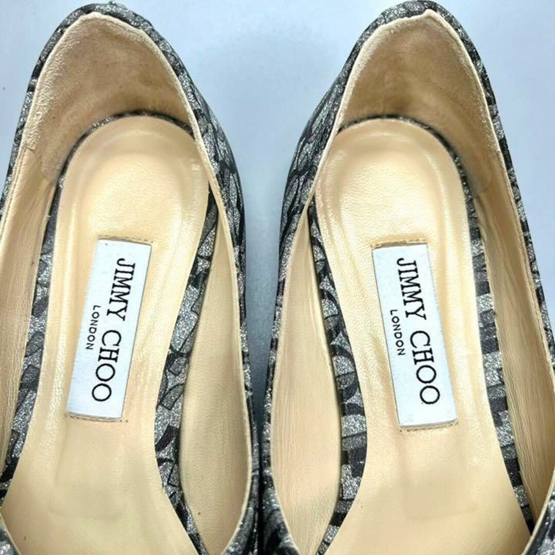 JIMMY CHOO ジミーチュウ　フラットシューズ　スクエアトゥ　グリッター