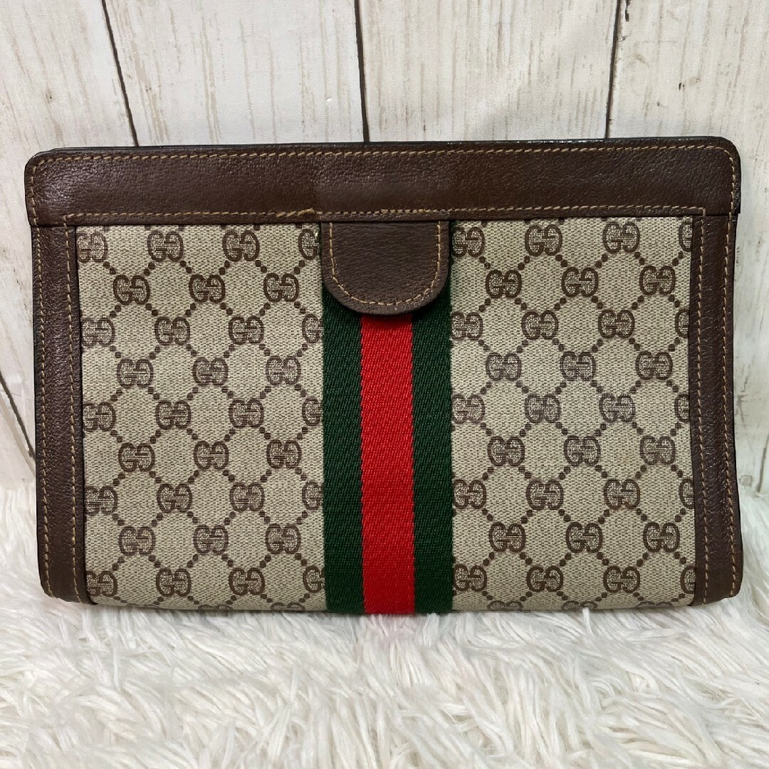 比較 GUCCI シェリーライン クラッチバッグ GG柄 PVC ブラウン | www