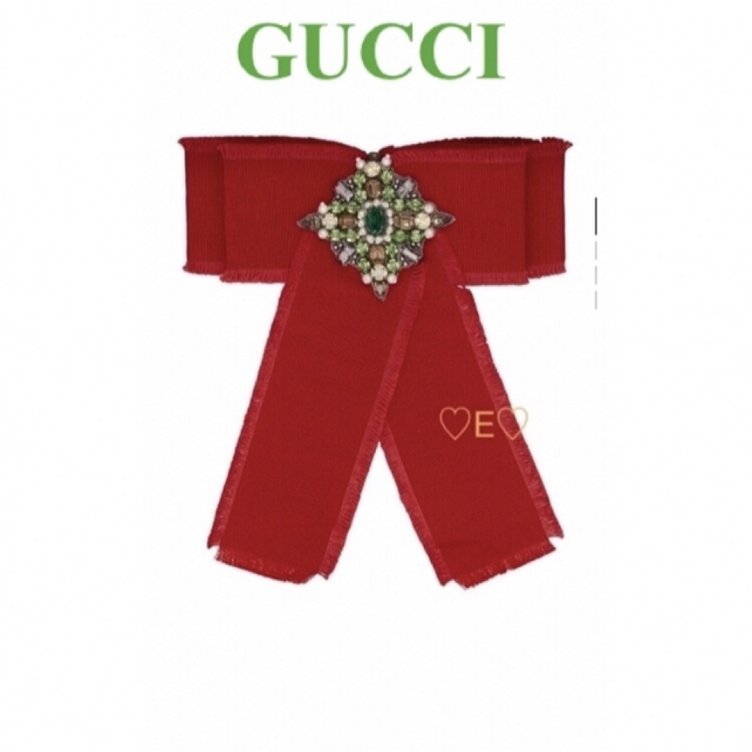 Gucci(グッチ)の新品♡GUCCI♡リボンブローチ レッド レディースのアクセサリー(ブローチ/コサージュ)の商品写真
