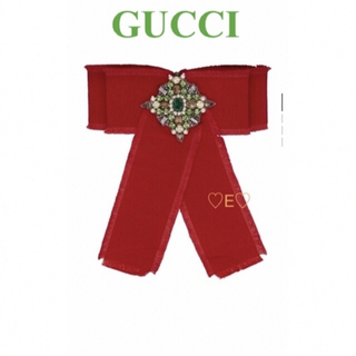 グッチ(Gucci)の新品♡GUCCI♡リボンブローチ レッド(ブローチ/コサージュ)