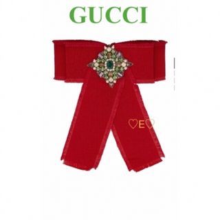 グッチ(Gucci)の新品♡GUCCI♡リボンブローチ レッド(ブローチ/コサージュ)