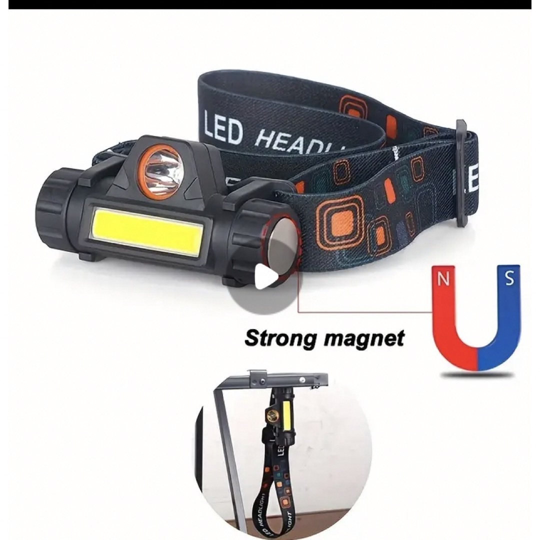 USB充電式ヘッドライト １個  電池内蔵 登山 ハイキング 洞窟冒険 スポーツ/アウトドアのアウトドア(ライト/ランタン)の商品写真