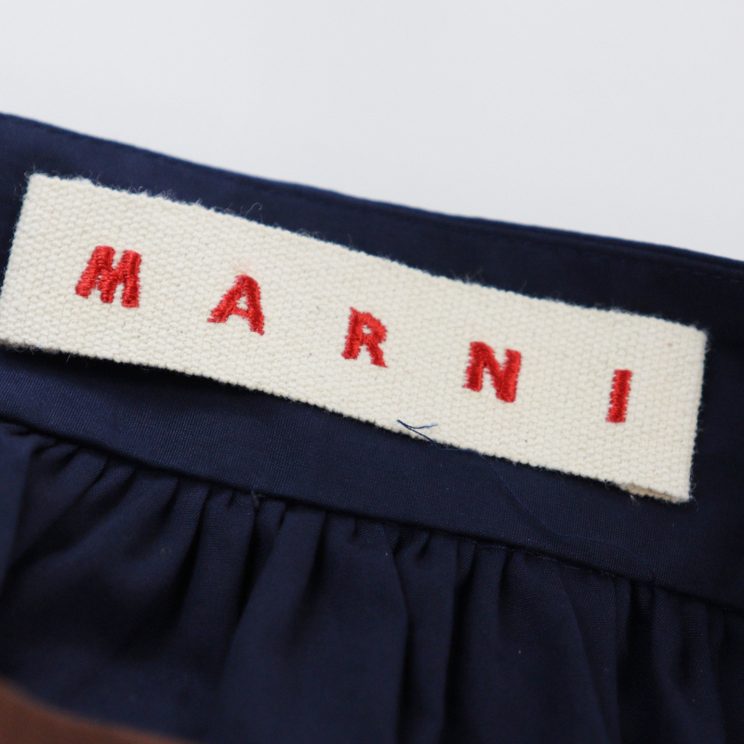 Marni(マルニ)の国内 JPタグ 2019 マルニ MARNI コットンギャザーラインスカート 38/ネイビー フレア ロング リボン マルニジャパン【2400013667760】 レディースのスカート(ひざ丈スカート)の商品写真