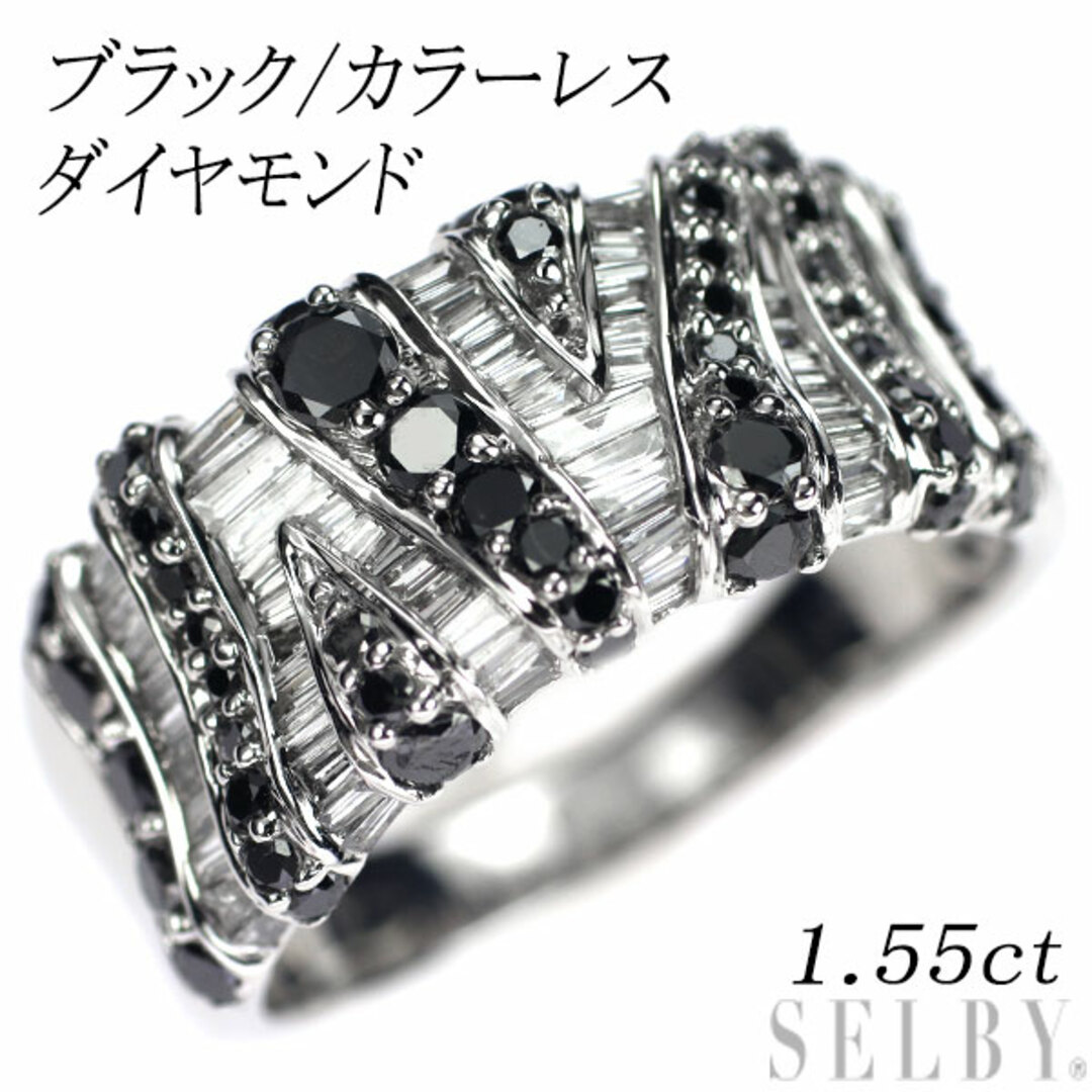  K18WG ブラック/カラーレス ダイヤモンド リング 1.55ct レディースのアクセサリー(リング(指輪))の商品写真