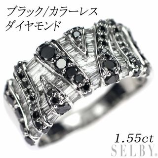  K18WG ブラック/カラーレス ダイヤモンド リング 1.55ct(リング(指輪))