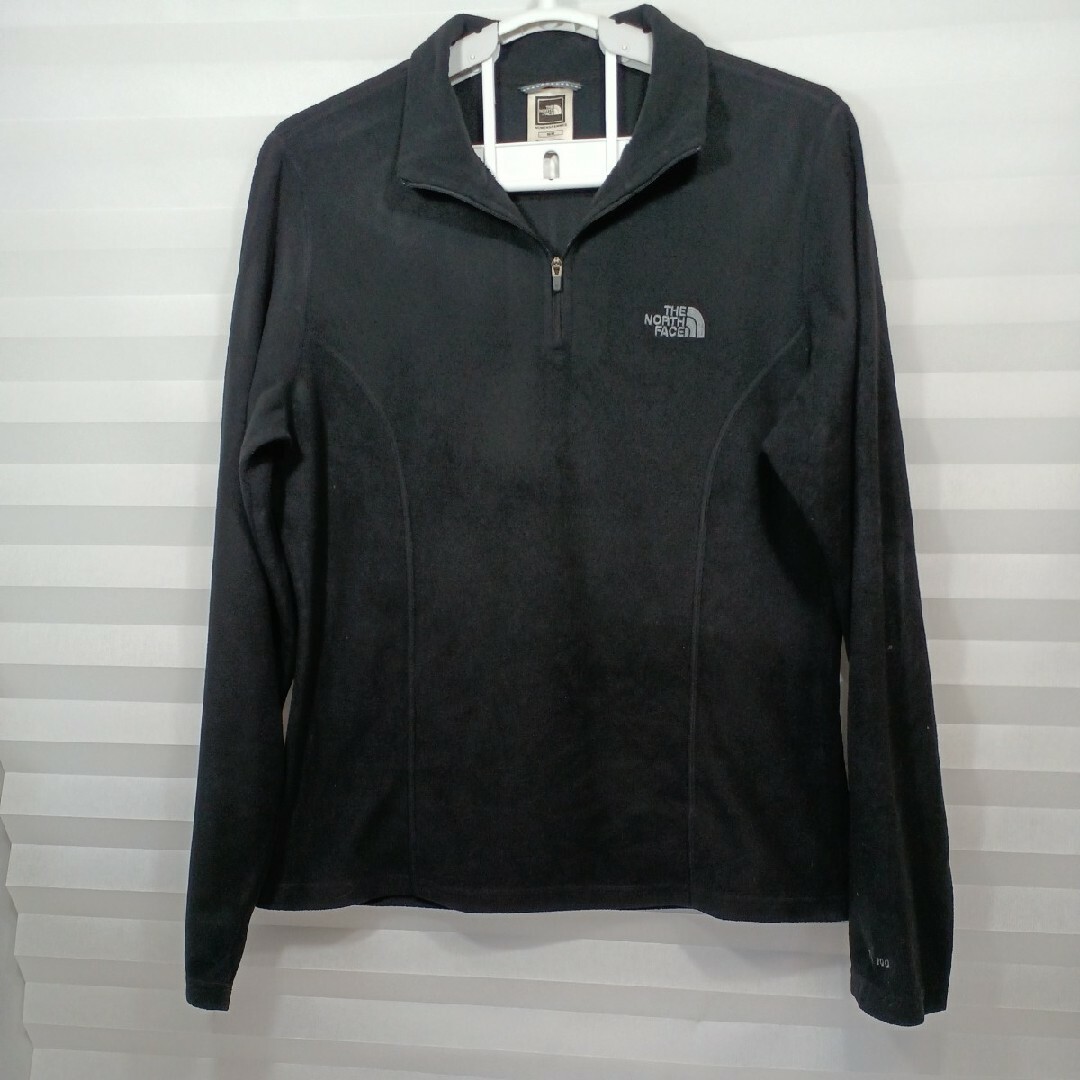 THE NORTH FACE(ザノースフェイス)の85♪US古着ノースフェイスハーフジップフリースブラックUS-M(日本サイズL) レディースのジャケット/アウター(ナイロンジャケット)の商品写真