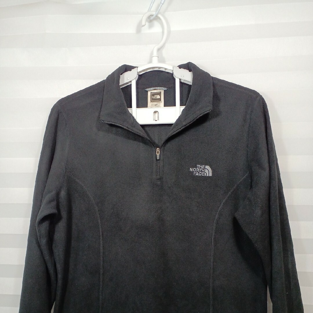 THE NORTH FACE(ザノースフェイス)の85♪US古着ノースフェイスハーフジップフリースブラックUS-M(日本サイズL) レディースのジャケット/アウター(ナイロンジャケット)の商品写真