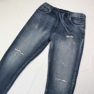 アズールバイマウジー(AZUL by moussy)のアズールバイマウジー ダメージリペア加工 スウェットパンツ ひも付き M(デニム/ジーンズ)