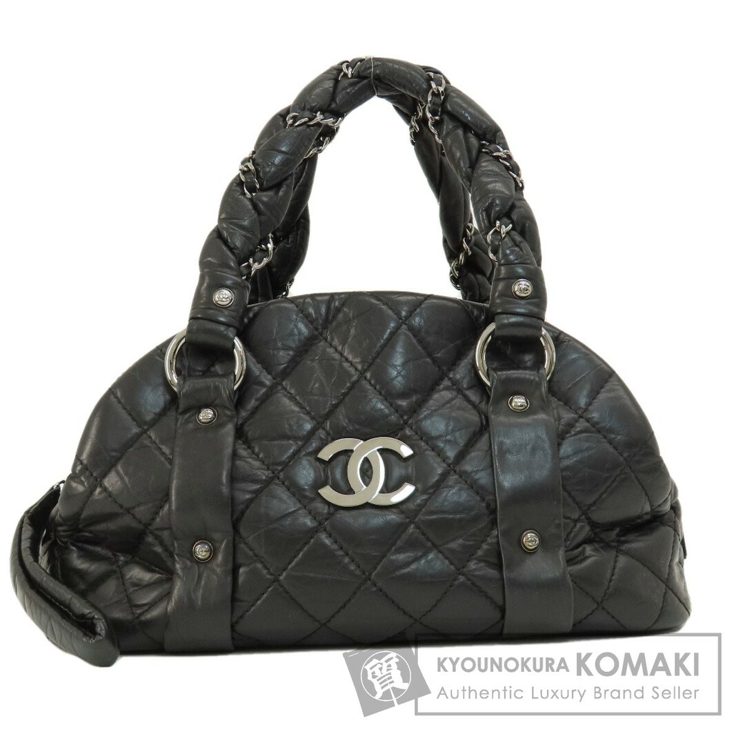 CHANEL マトラッセ ココマーク シルバー金具 ハンドバッグ カーフ レディースブラックブラック系