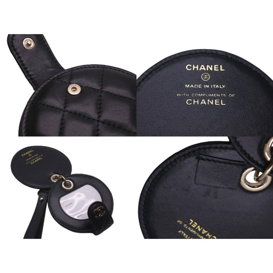 CHANEL(シャネル)のCHANEL シャネル ネームプレート タグ バッグチャーム ココマーク 28番台 2019年 マトラッセ ラムスキン ブラック 美品 中古 58563 レディースのファッション小物(その他)の商品写真