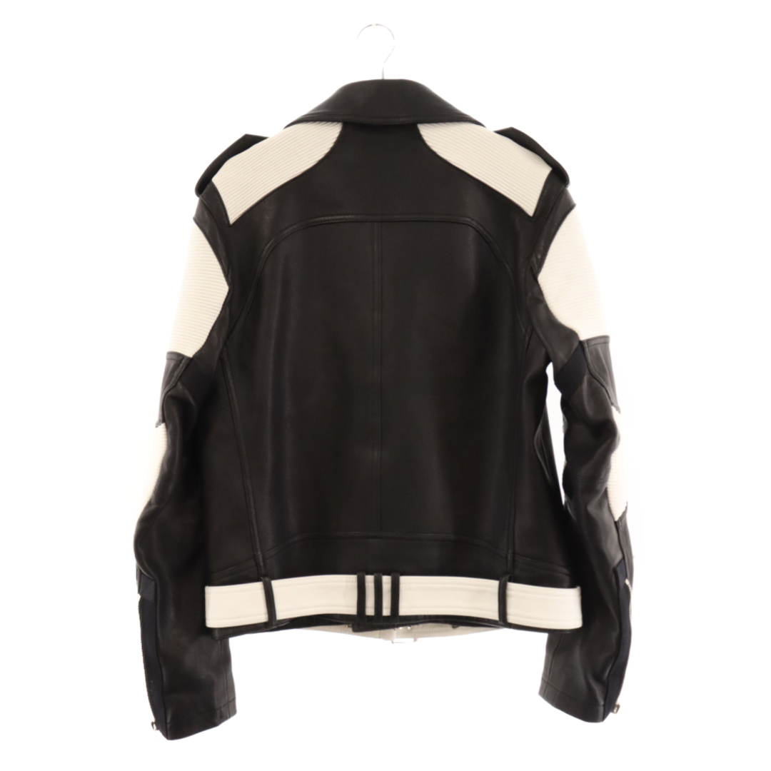 BALMAIN(バルマン)のBALMAIN バルマン Lamb Leather Jacket ラムレザー ダブル ライダースジャケット ブラック/ホワイト SH18261L005 メンズのジャケット/アウター(ライダースジャケット)の商品写真