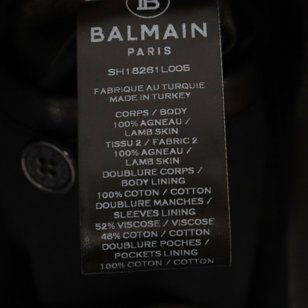 BALMAIN(バルマン)のBALMAIN バルマン Lamb Leather Jacket ラムレザー ダブル ライダースジャケット ブラック/ホワイト SH18261L005 メンズのジャケット/アウター(ライダースジャケット)の商品写真