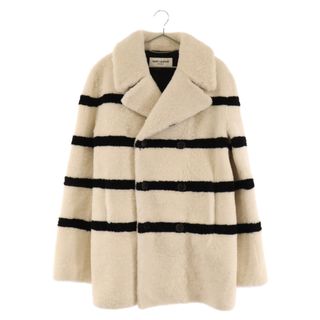 SAINT LAURENT PARIS サンローランパリ Border Mouton Coat ボーダームートンコート ホワイト/ブラック 572854 Y7SJ2