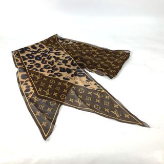 ルイヴィトン(LOUIS VUITTON)のルイヴィトン LOUIS VUITTON レオパード 豹柄 ヒョウ モノグラム ストール/ファッション小物 スカーフ シルク ブラウン(バンダナ/スカーフ)