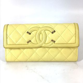 シャネル(CHANEL)のシャネル CHANEL フィリグリー CC ココマーク ロングウォレット 2つ折り 長財布 キャビアスキン イエロー(財布)