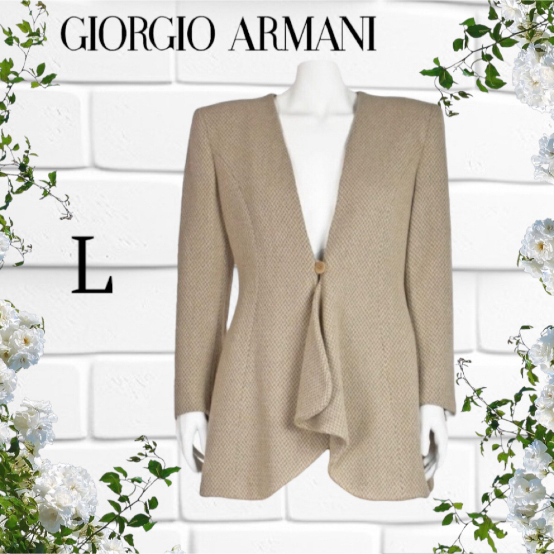 Giorgio Armani(ジョルジオアルマーニ)の【 訳あり 】GIORGIOARMANI イタリア製 ツイード ウールジャケット レディースのジャケット/アウター(ノーカラージャケット)の商品写真