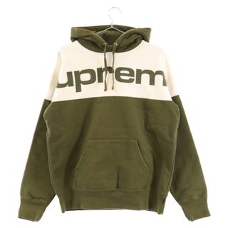 シュプリーム(Supreme)のSUPREME シュプリーム 17AW Blocked Hooded Sweatshirt ブロックド フーデッド プルオーバースウェットパーカー カーキ/ホワイト(パーカー)