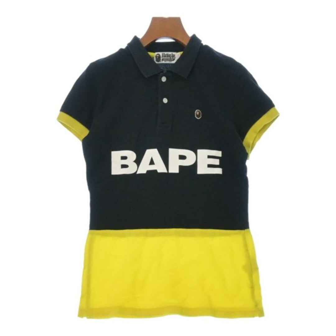 A BATHING APE(アベイシングエイプ)のA BATHING APE アベイシングエイプ ポロシャツ XS 黄x黒 【古着】【中古】 レディースのトップス(ポロシャツ)の商品写真