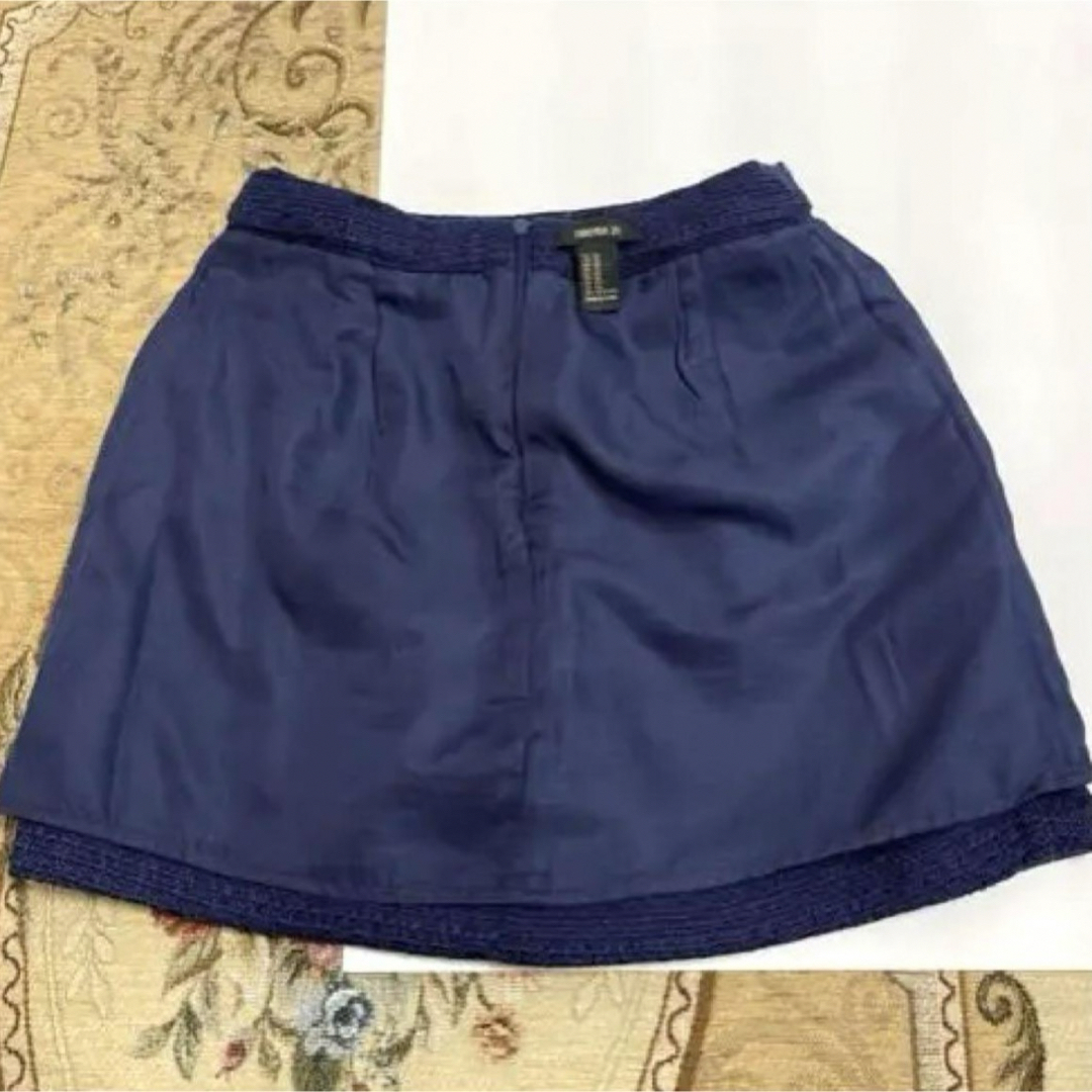 FOREVER 21(フォーエバートゥエンティーワン)のFOREVER21  ミニスカート ツイード ネイビー ✴︎美品✴︎ レディースのスカート(ミニスカート)の商品写真
