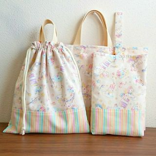 入園入学セット レッスンバッグ 体操着袋 上履き袋 ハンドメイド(バッグ/レッスンバッグ)