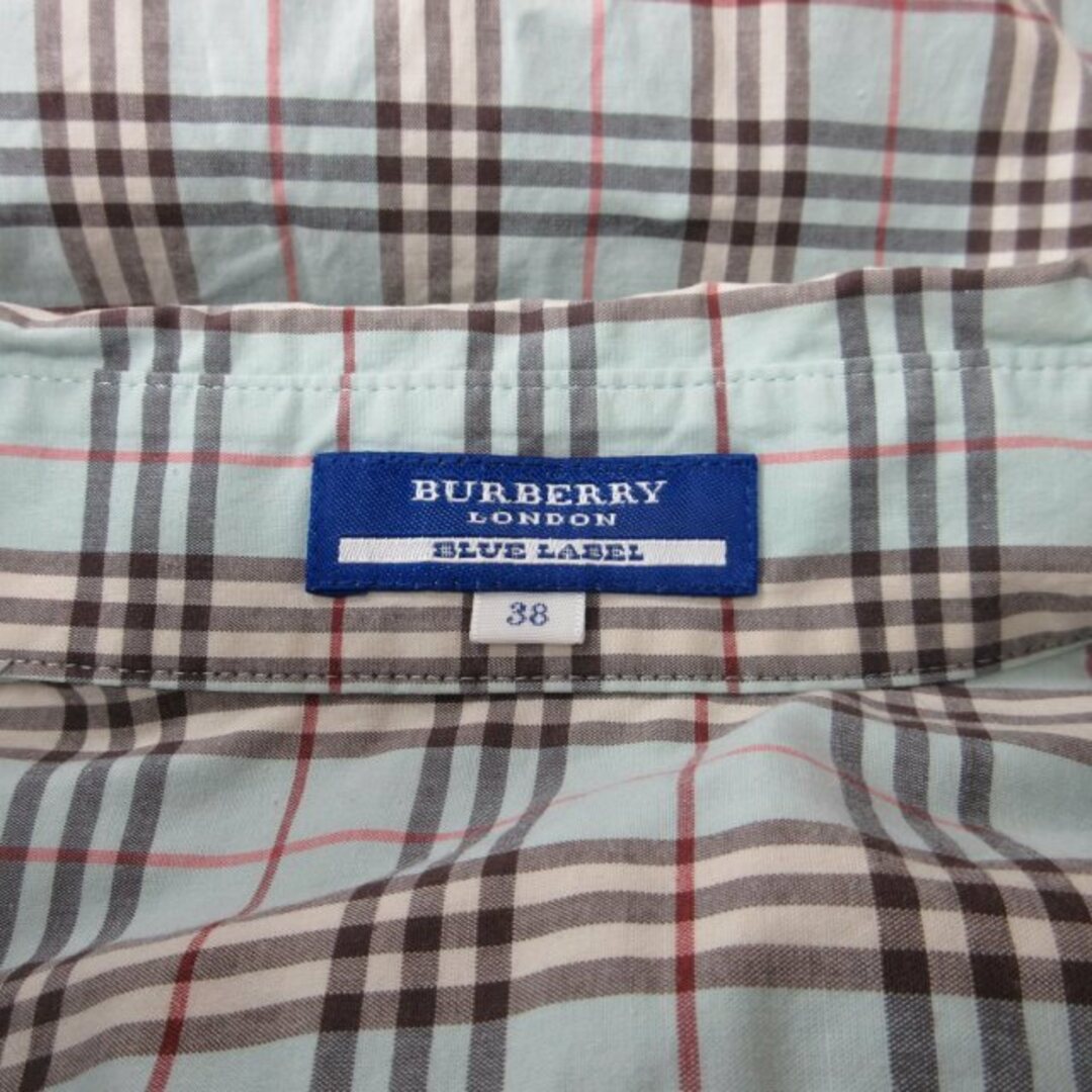 BURBERRY BLUE LABEL(バーバリーブルーレーベル)のバーバリーブルーレーベル ノバチェックシャツ ブラウス 緑系 M  ■GY09 レディースのトップス(シャツ/ブラウス(長袖/七分))の商品写真