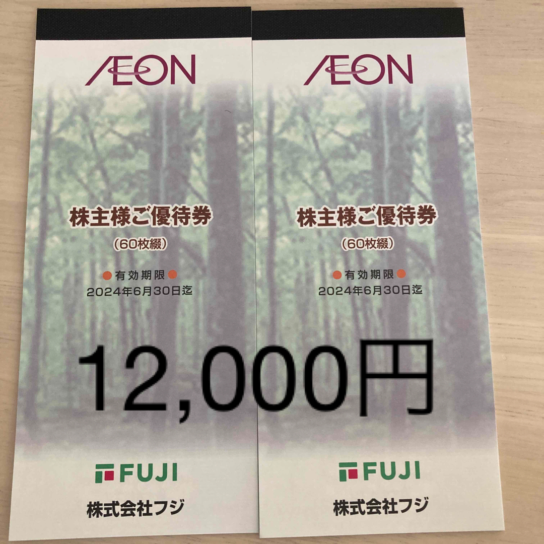 フジ　株主優待　1.2万円分　イオン　AEON優待券/割引券