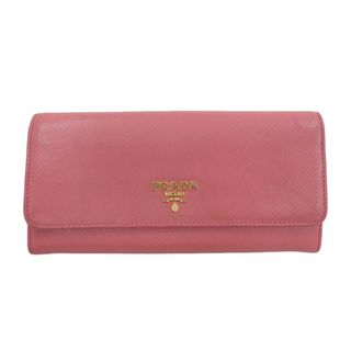 プラダ(PRADA)の【本物保証】 プラダ PRADA ロゴ ホック付長財布 サフィアーノ レザー ピンク 1MH132(財布)