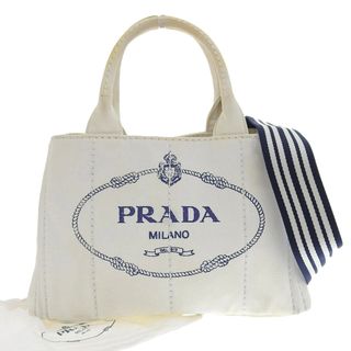 プラダ(PRADA)の【本物保証】 プラダ PRADA カナパトート トートバッグ ハンドバッグ 2WAYバッグ キャンバス ホワイト 1BG439 希少 レア(トートバッグ)