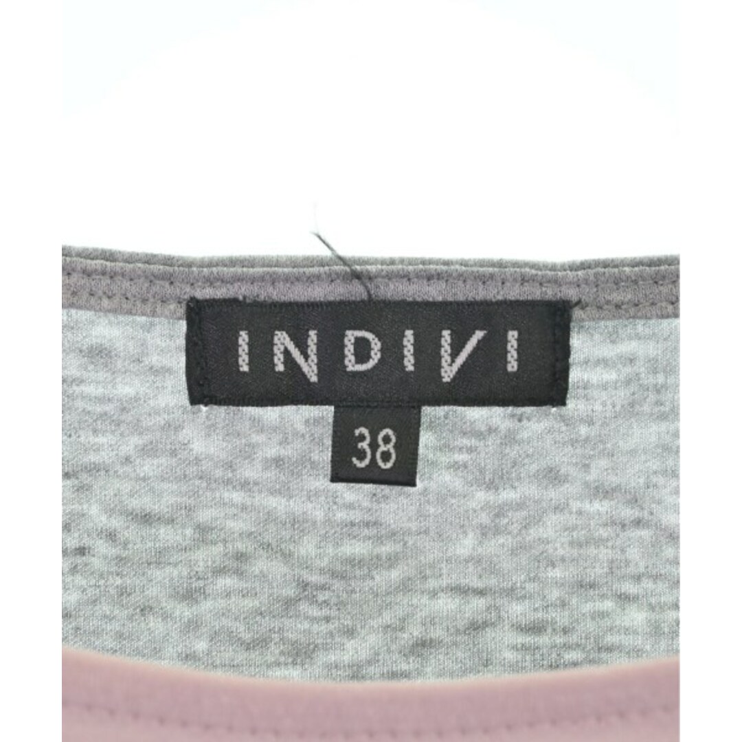 INDIVI(インディヴィ)のINDIVI Tシャツ・カットソー 38(M位) グレーxオフホワイトxピンク 【古着】【中古】 レディースのトップス(カットソー(半袖/袖なし))の商品写真