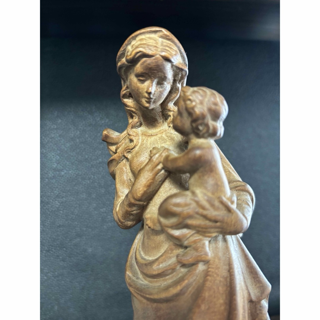 詳細画像追加　ヴィンテージ　聖母子　マリア像木彫り