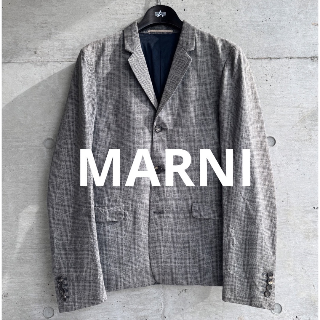 Marni(マルニ)のMARNI 全面チェック柄プリント トロンプルイユ テーラードジャケット メンズのジャケット/アウター(テーラードジャケット)の商品写真