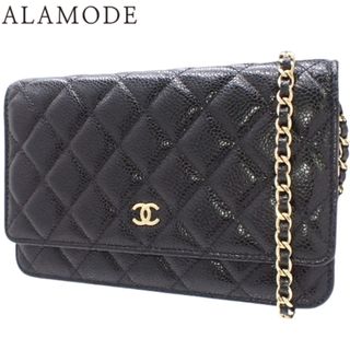 シャネル(CHANEL)のCHANEL(シャネル) マトラッセ ココマーク チェーンウォレット 長財布 ショルダーバッグ 肩掛け 斜め掛け キャビアスキン ブラック黒 ボルドー ゴールド金具 レディース 40802075813【中古】【アラモード】(財布)