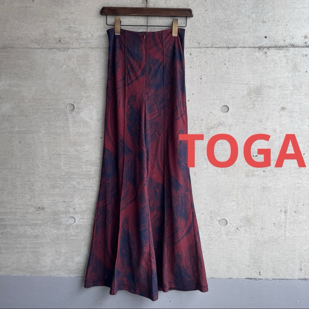 toga pulla 絵の具総柄 センタークリース フレアパンツ