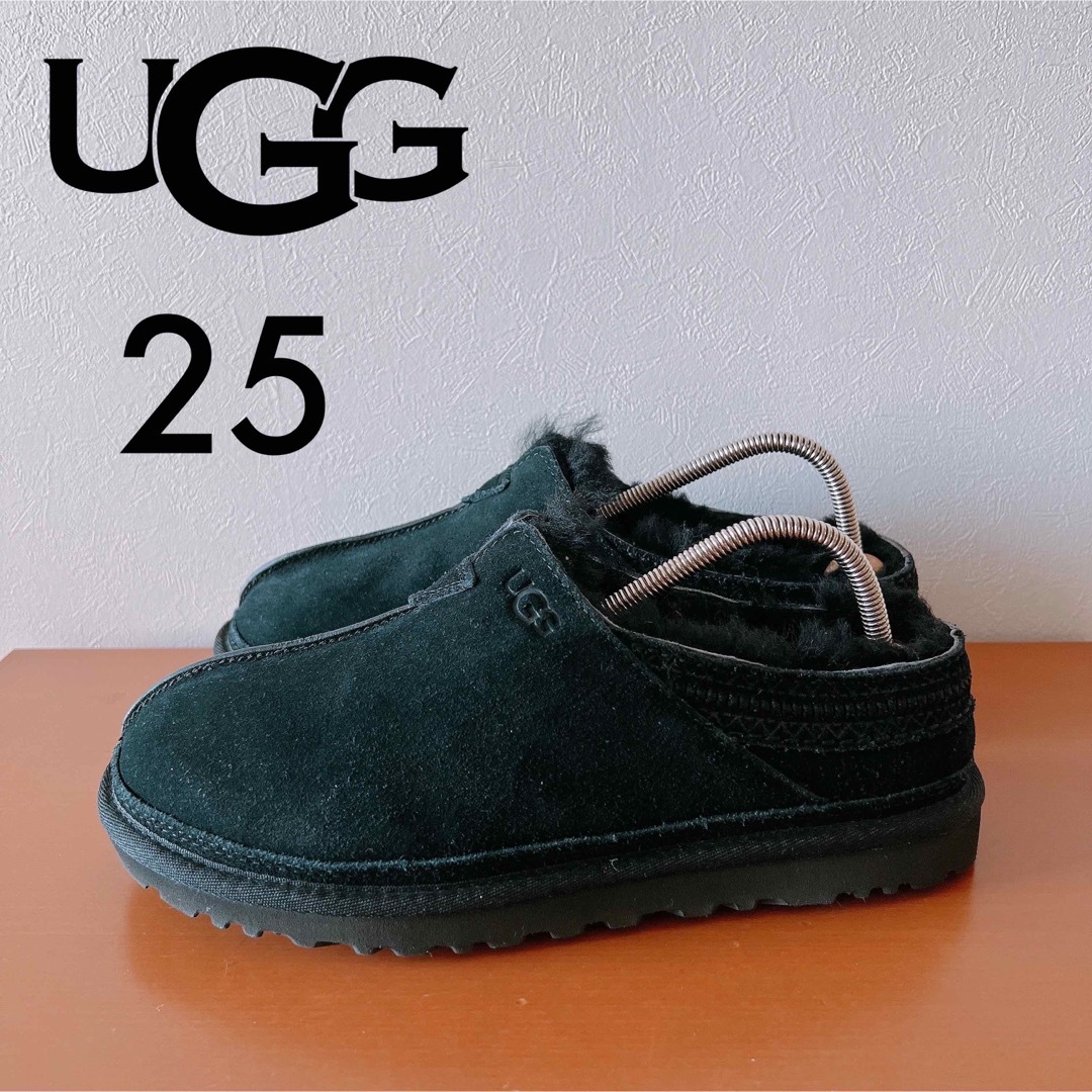 UGG アグ　Neumanニューマン　ムートンスリッポン　メンズ　25 ブラック天然ウールアウトソール