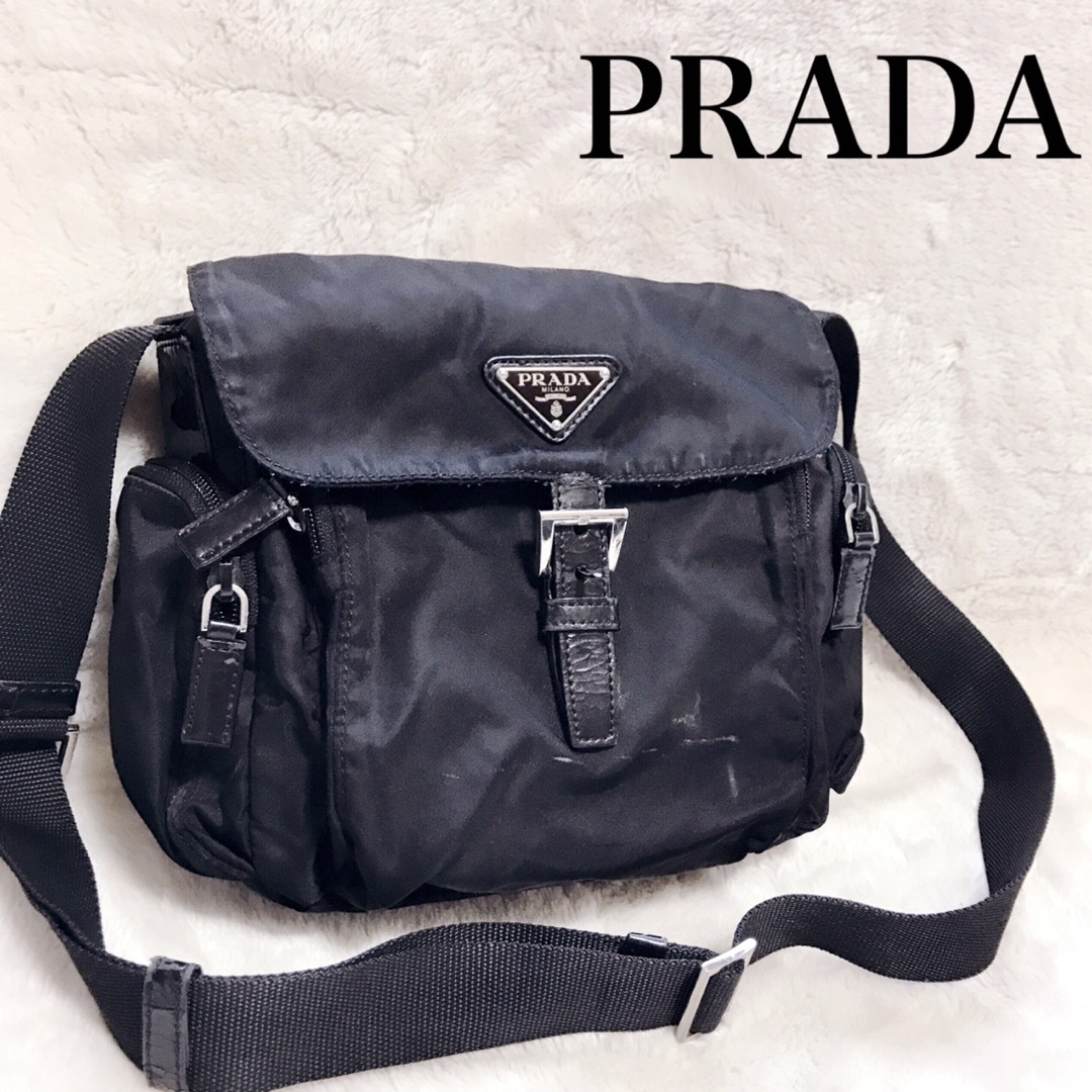 PRADA プラダ ちぢま ショルダーバッグ 三角ロゴプレート PRADA プラダ ちぢま ショルダーバッグ 三角ロゴプレート