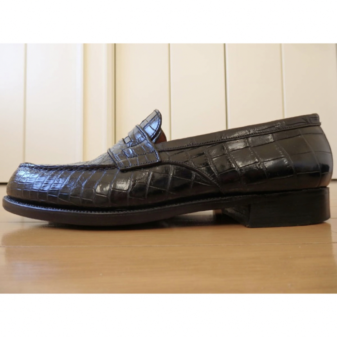 J.M. WESTON(ジェーエムウエストン)のウエストン180   ブラッククロコ　7.5D  テディ　レクタングル　 メンズの靴/シューズ(スリッポン/モカシン)の商品写真