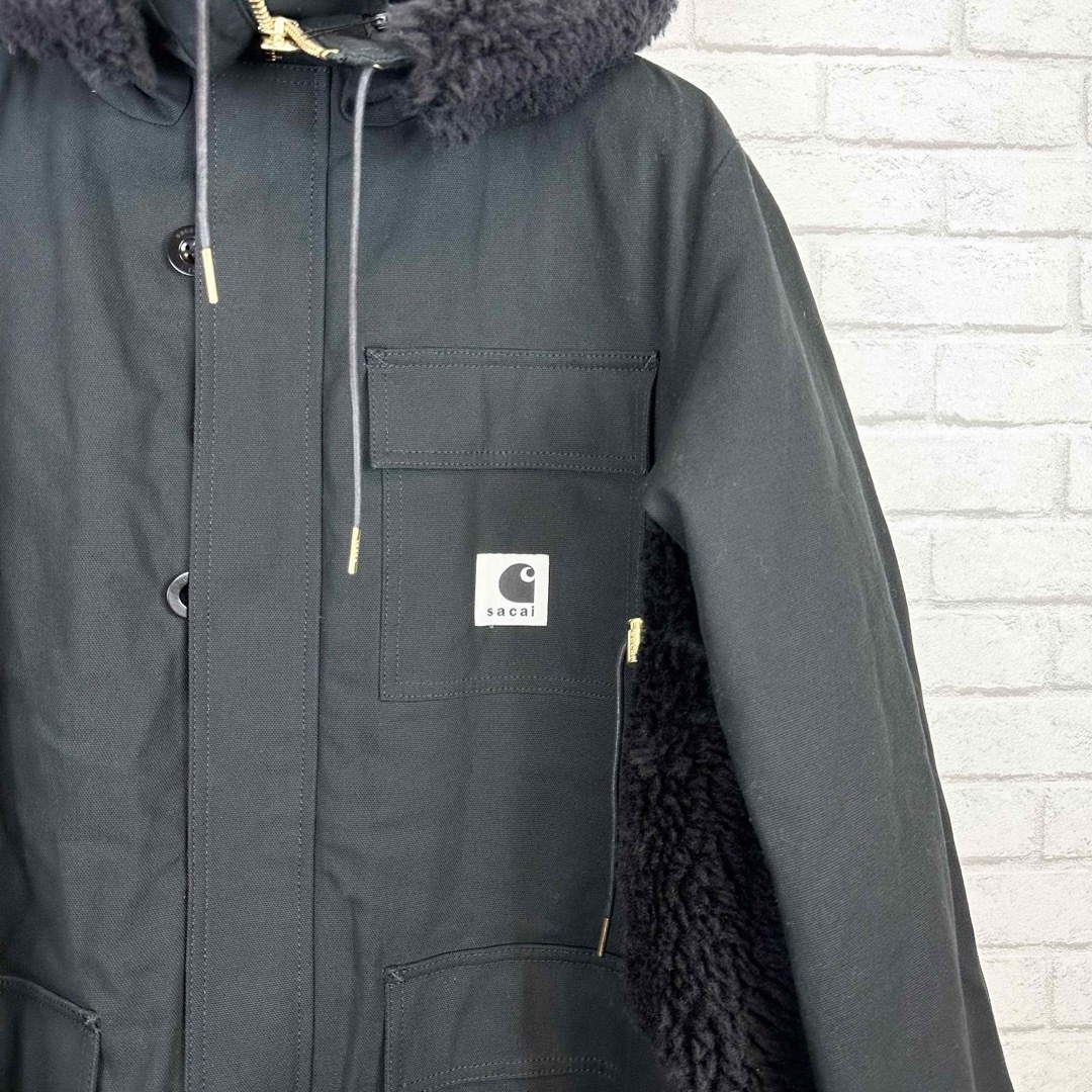 sacai(サカイ)の新品 sacai Carhartt キャンバス ボア ジャケット  サカイ レディースのジャケット/アウター(ロングコート)の商品写真