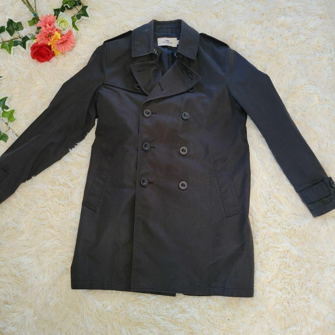 COACH　ブラック　かっこいい　ロング　コート　トレンチ　パーカー　ジャケット45cm着丈