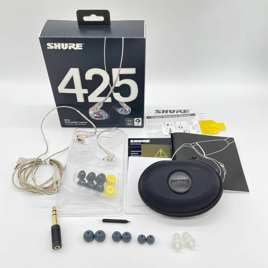 正規品 SHURE イヤホン SE425 クリア 美品オーディオ機器