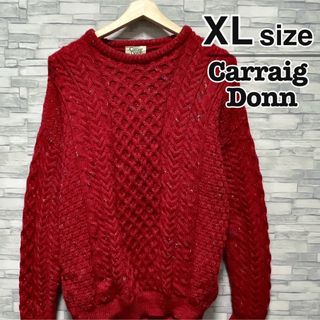 CARRAIG DONN - Carraig Donn　ローゲージニット　レッド　カラフル　USA古着　80s