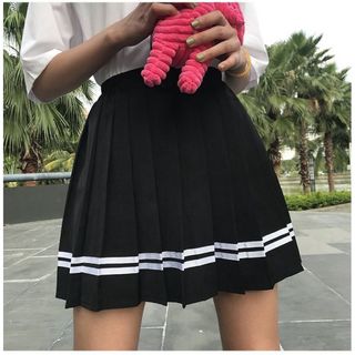  制服 スカート 黒スカート ミニ インナー付き ひざ丈 無地 通学 卒業式(ミニスカート)