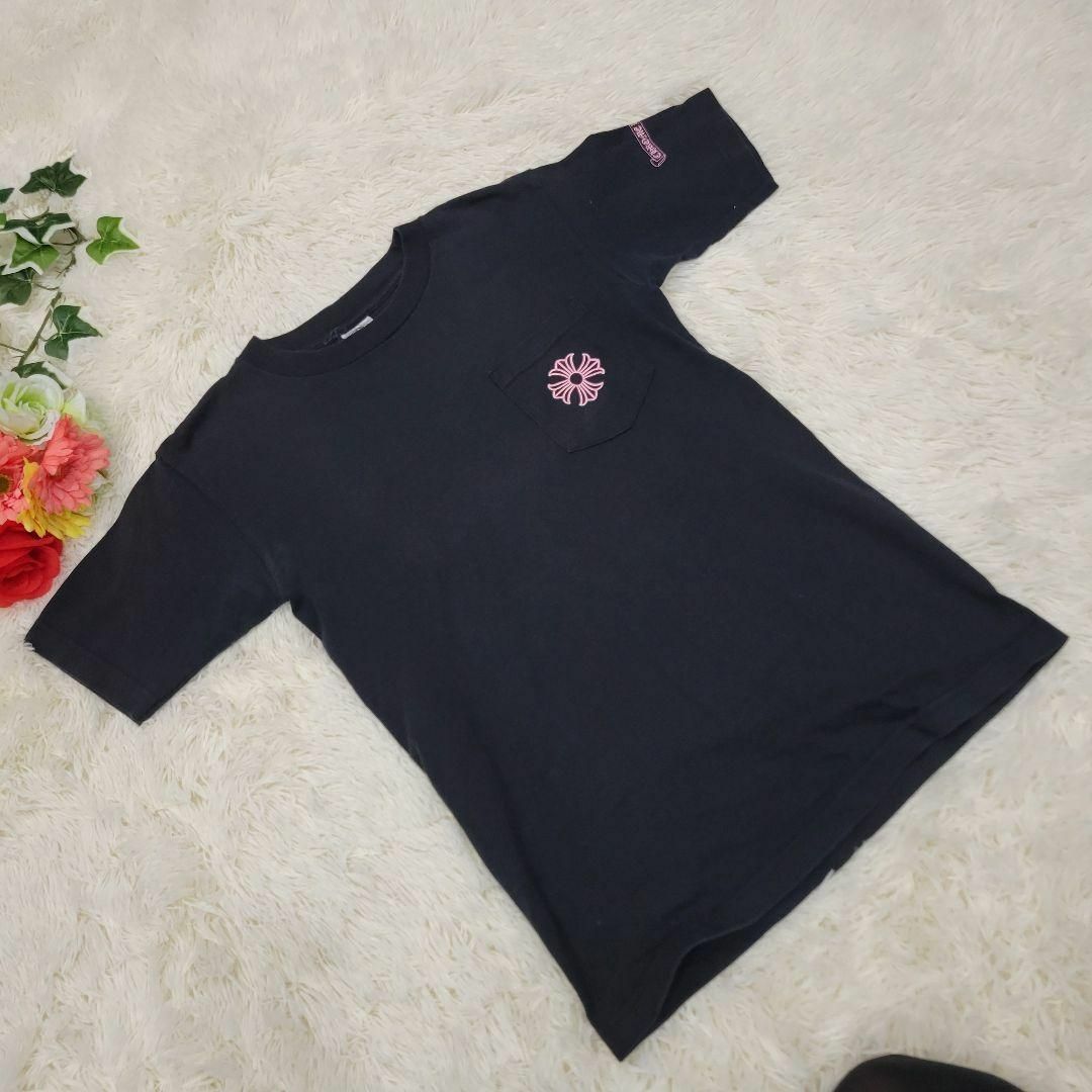 クロムハーツ　ピンク×ブラック　かっこいい　Tシャツ　半袖　トレーナー41cm着丈