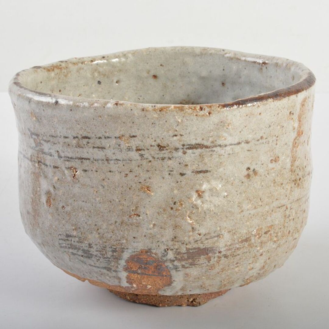 茶道具 加藤唐九郎 一無斎（一ム斎）作 織部黒茶碗 共布共箱 M R7795