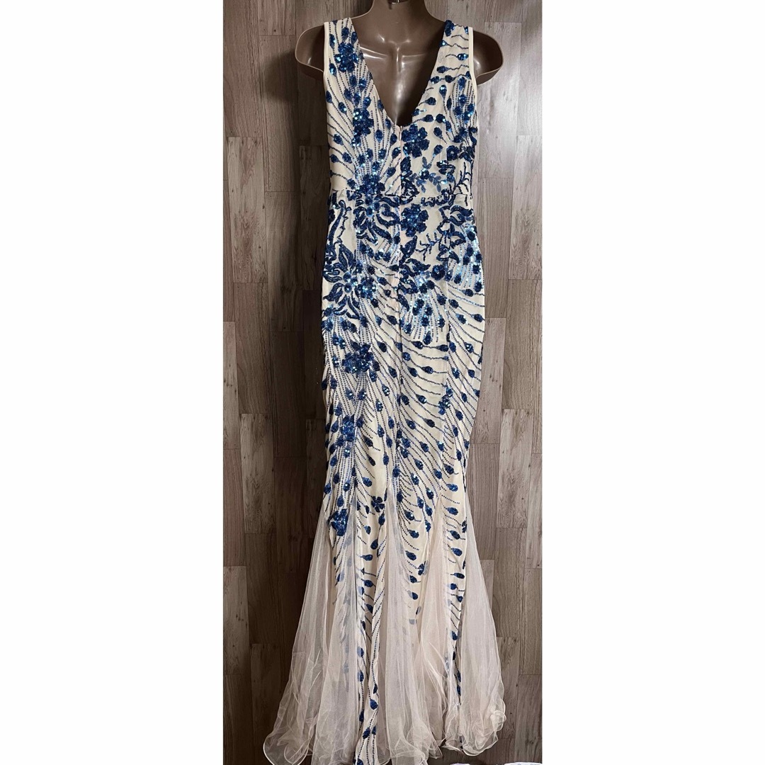 JEWELS(ジュエルズ)のスパンコール刺繍×オーガンジーチュールマーメイドドレスblL レディースのフォーマル/ドレス(ロングドレス)の商品写真