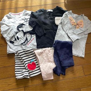 ユニクロ(UNIQLO)の冬服6点★80〜90 ロンT＆パンツセット(Tシャツ/カットソー)