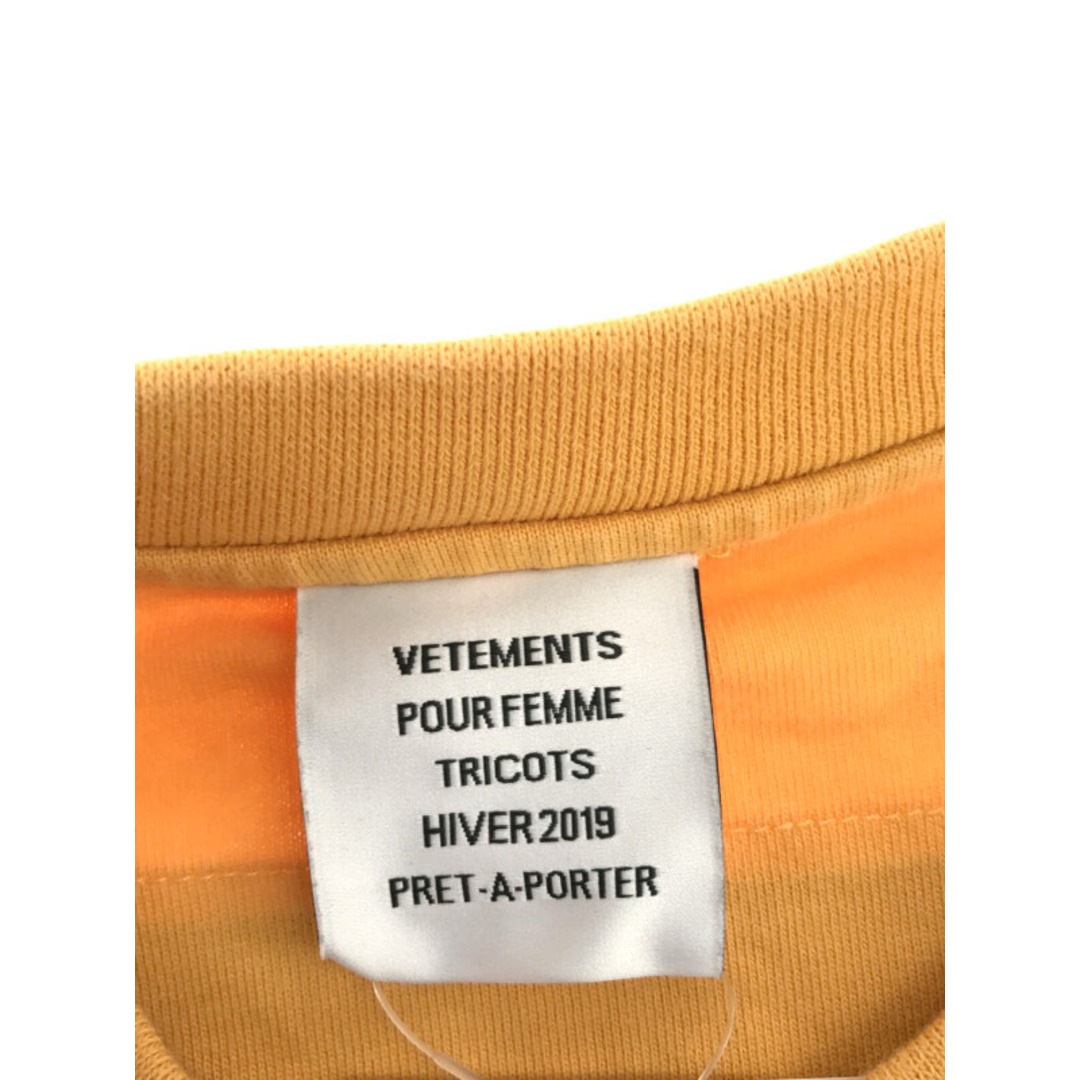 VETEMENTS ヴェトモン 18AW インサイドアウトTシャツ イエロー L UAH19TR101 レディースのトップス(Tシャツ(半袖/袖なし))の商品写真